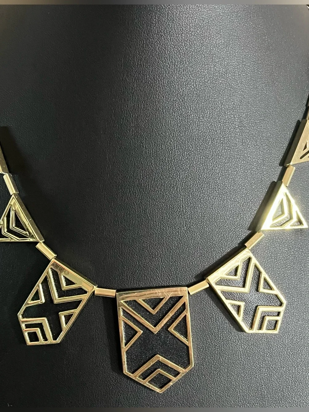 House of Harlow 1960 Gold Tone Geometric Art Deco Collar Necklace